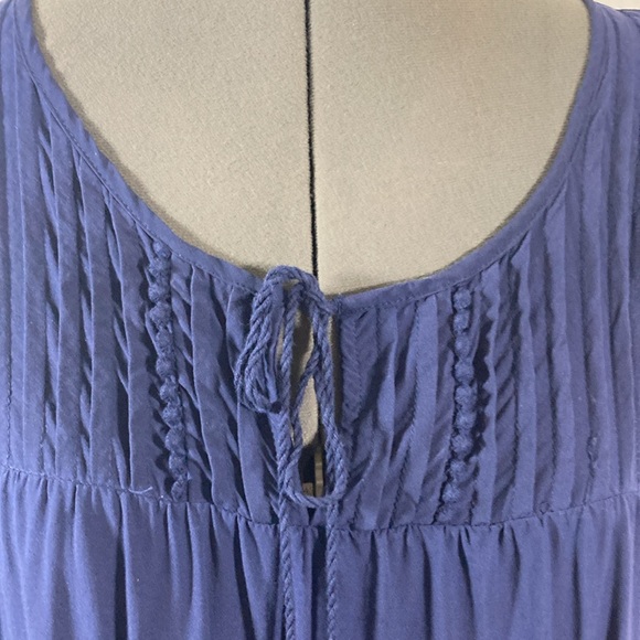 Old Navy Dress Women Size Large Navy Long Sleeve Pleat Neckline Ruffle Detail - Picture 4 of 10